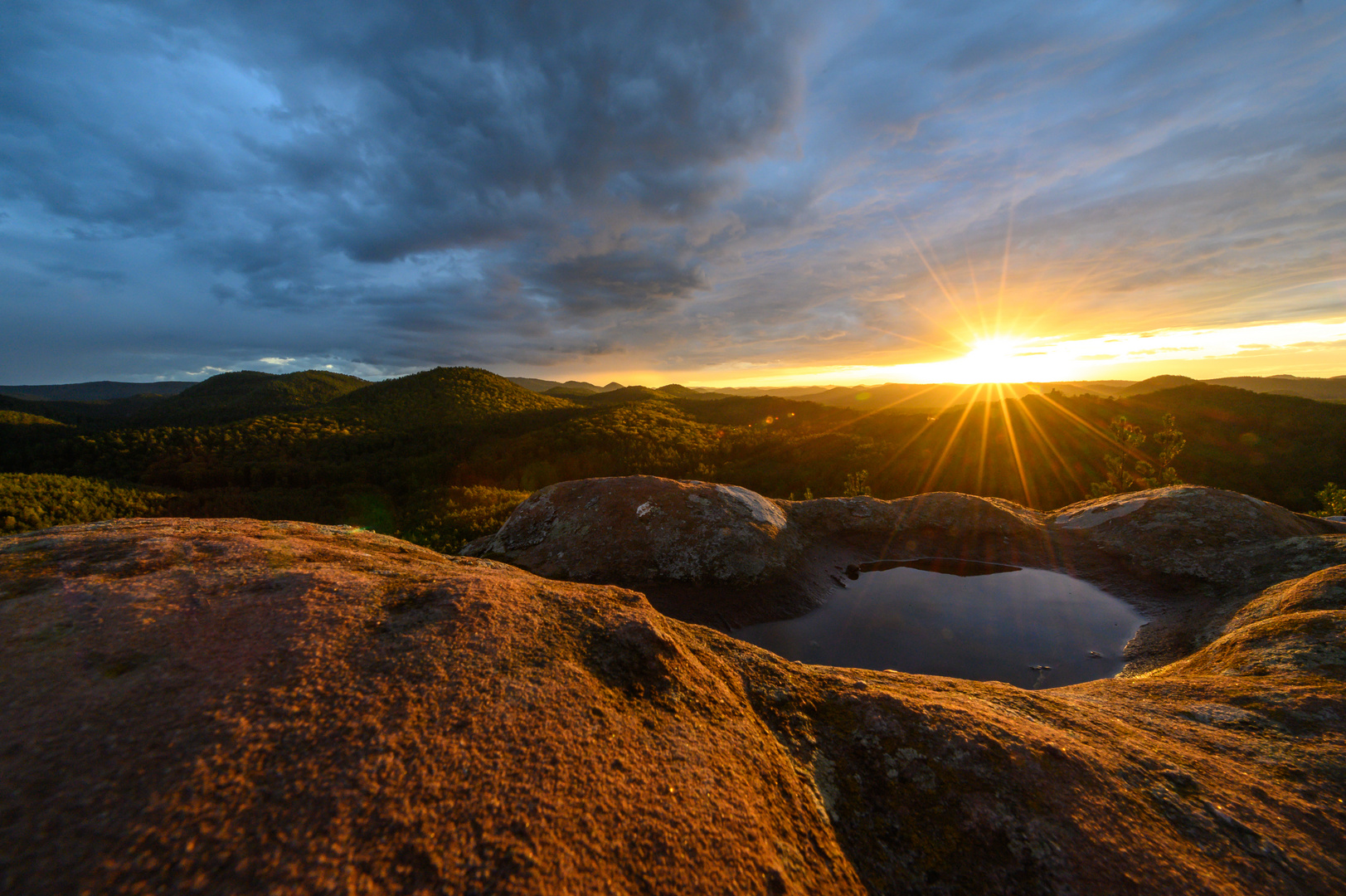 Sonnenuntergang bayerischer Windstein