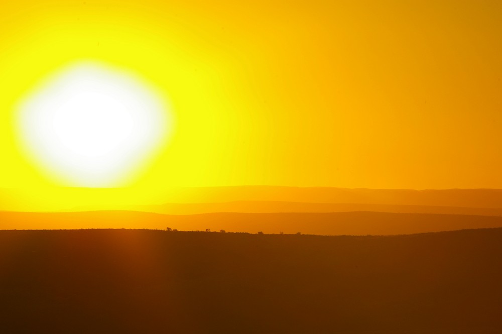 Sonnenuntergang bei der Canon Lodge in Namibia