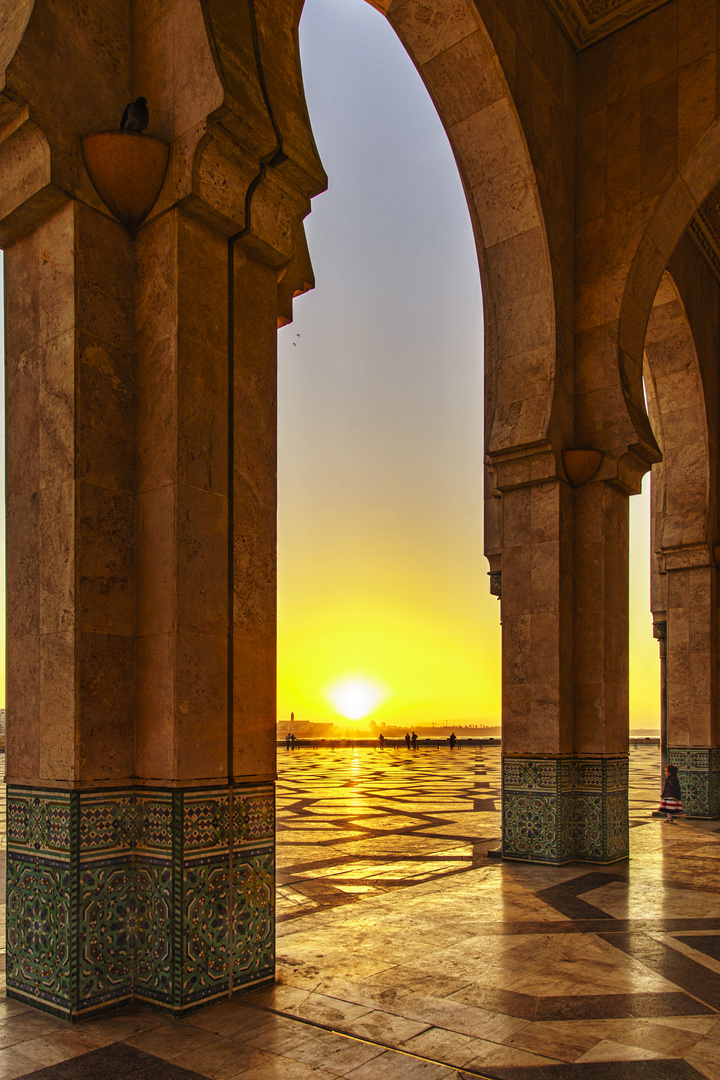 Sonnenuntergang bei der Hassan-II.-Moschee, 2017.03.10