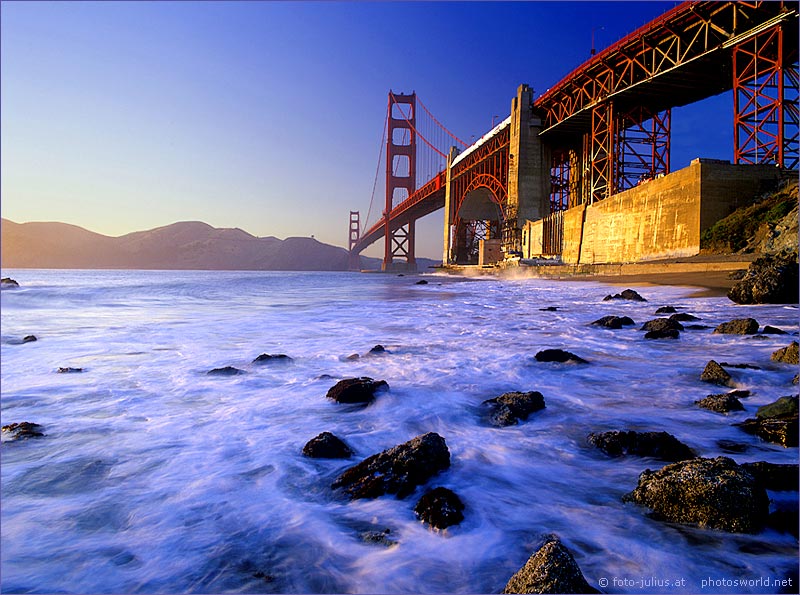 Sonnenuntergang bei Golden Gate Bridge