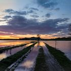 Sonnenuntergang bei Hochwasser