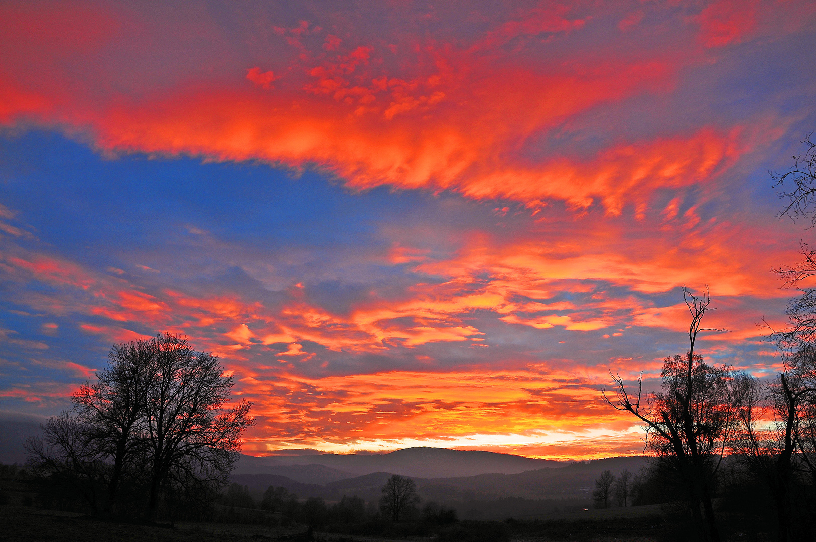 Sonnenuntergang bei Krumlau in Tschechien