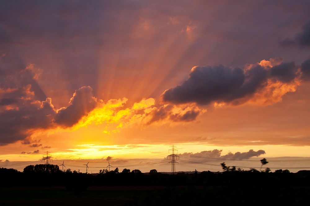 Sonnenuntergang bei Moorburg (Hamburg)