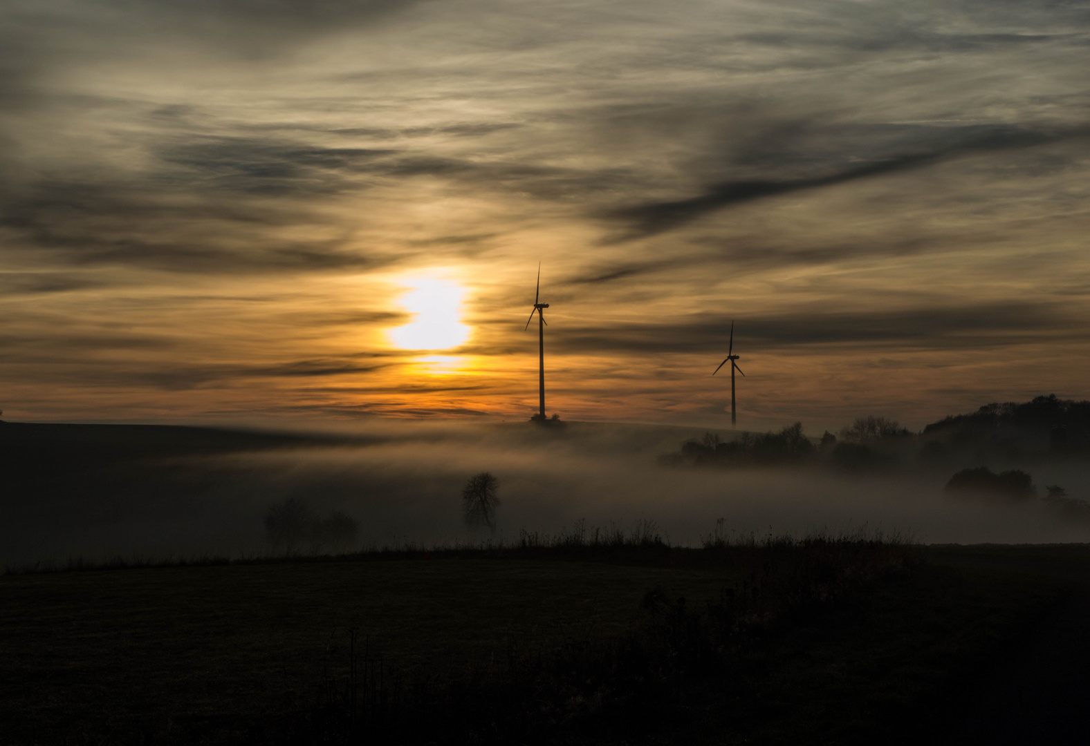 Sonnenuntergang bei Nebel 2