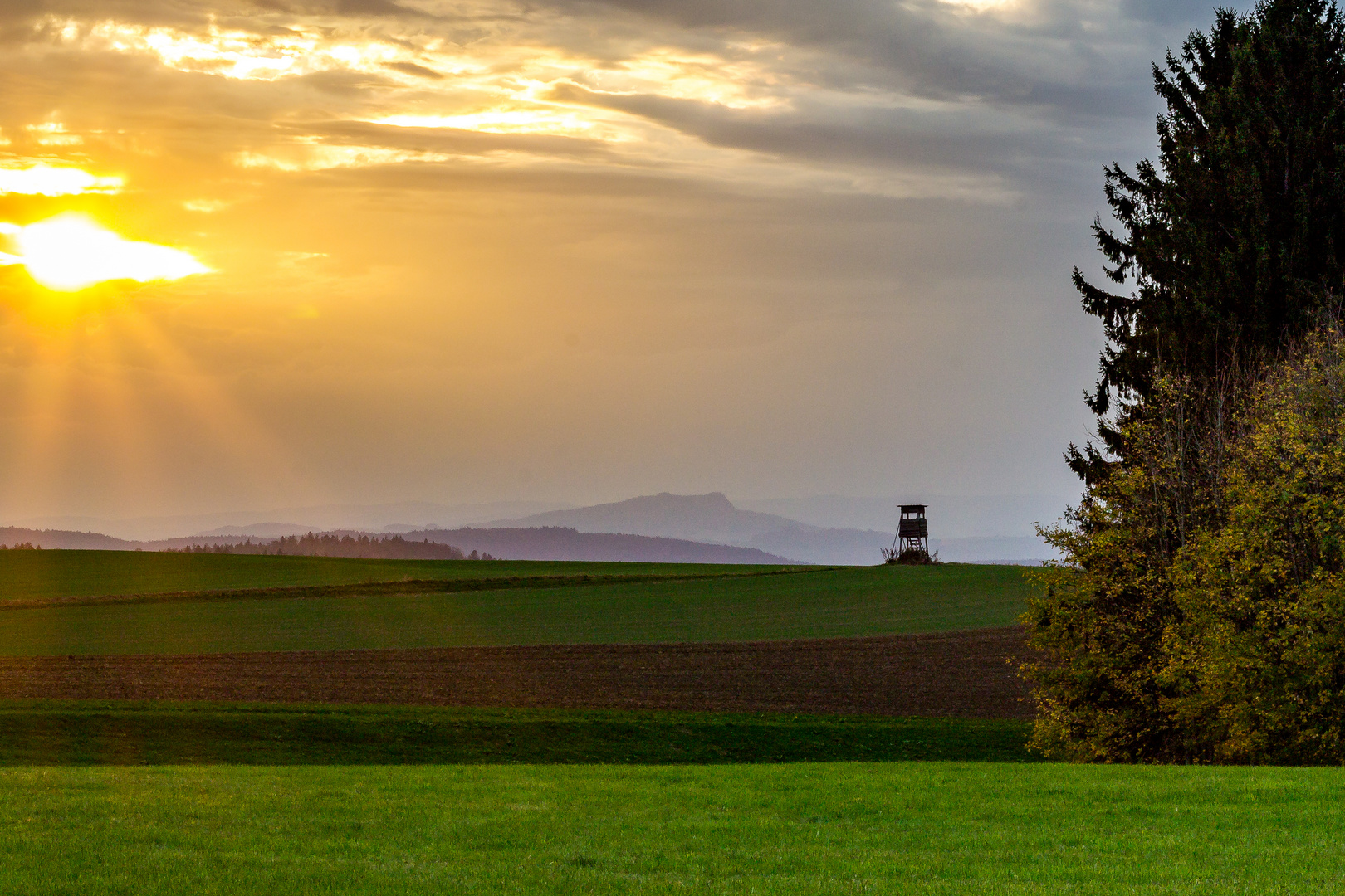 Sonnenuntergang bei Oberndorf / Pfullendorf Richtung Hegau