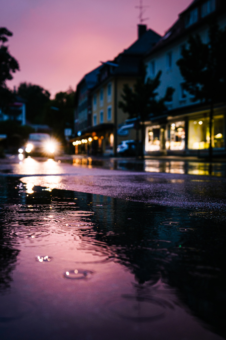 Sonnenuntergang bei Regen