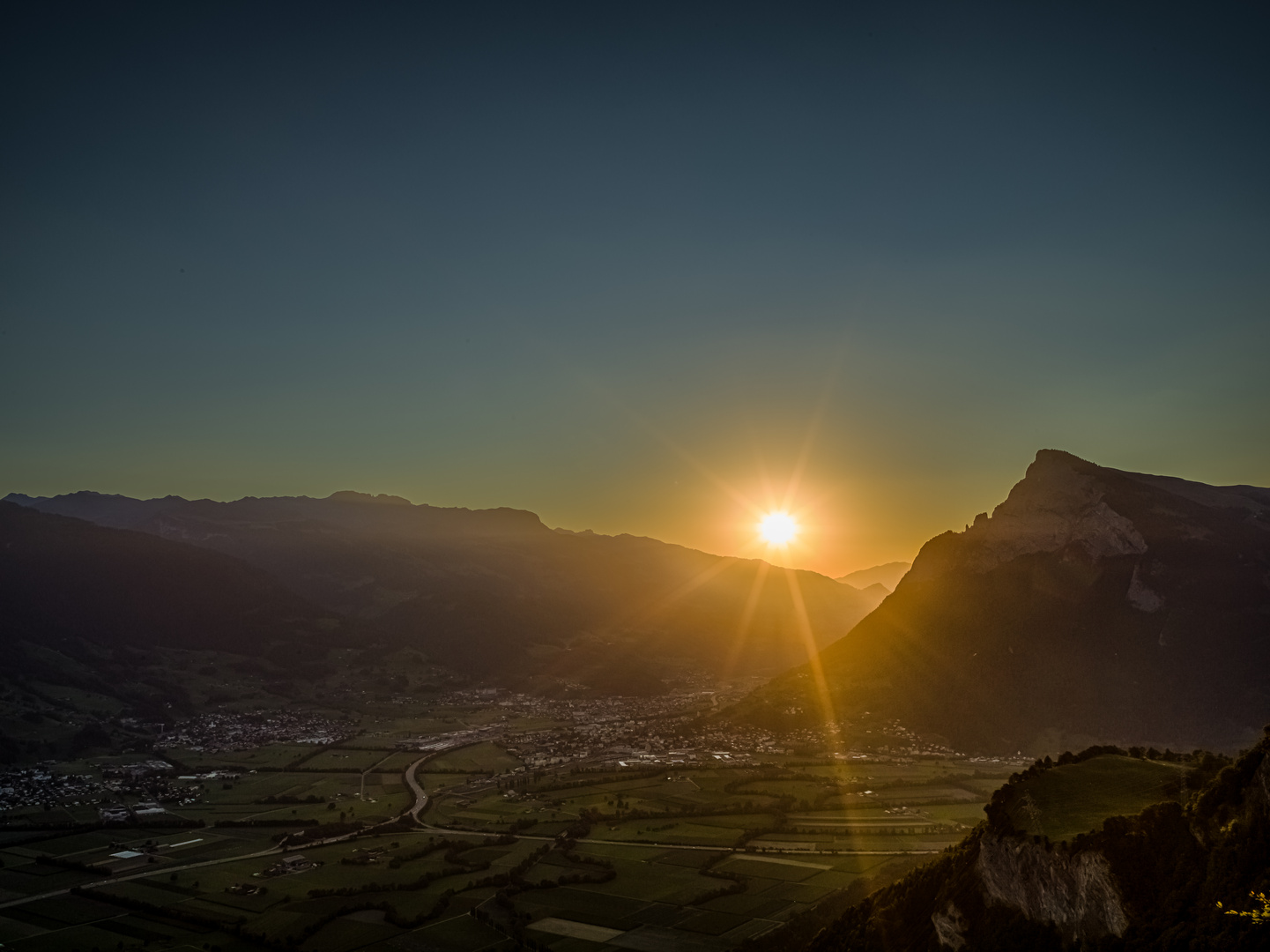 Sonnenuntergang bei Sargans