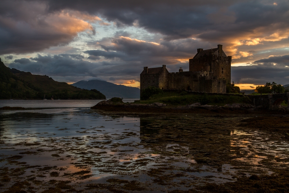 Sonnenuntergang beim Eilean Donan Castle