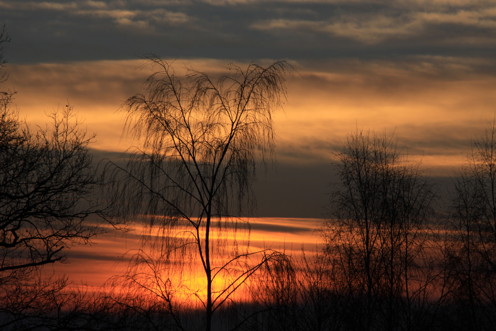 Sonnenuntergang, Blick vom Eugenbacher Höhenweg ( Niederbayern) am 25. Februar 2011