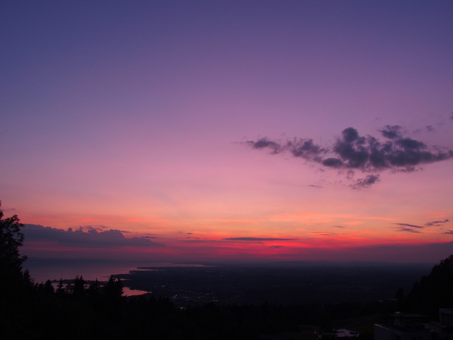 Sonnenuntergang Bodensee mit violettem Himmel