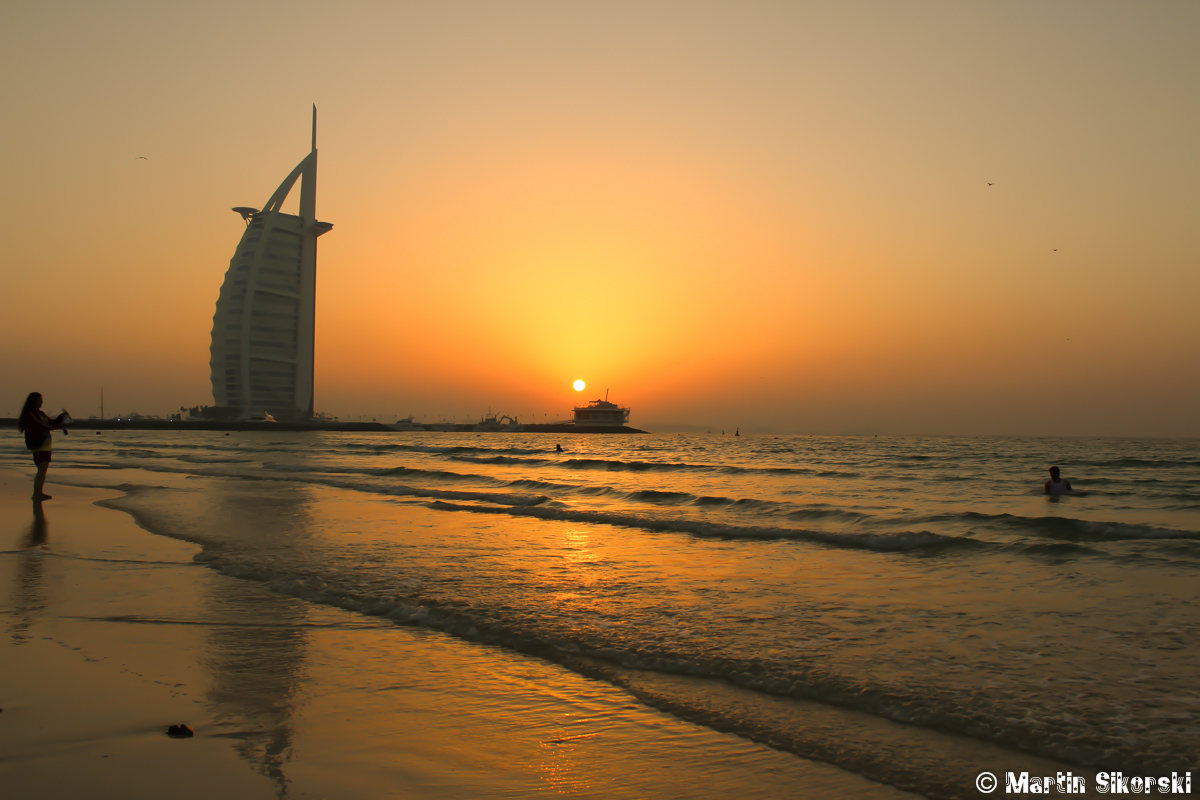 Sonnenuntergang Burj al Arab in Dubai