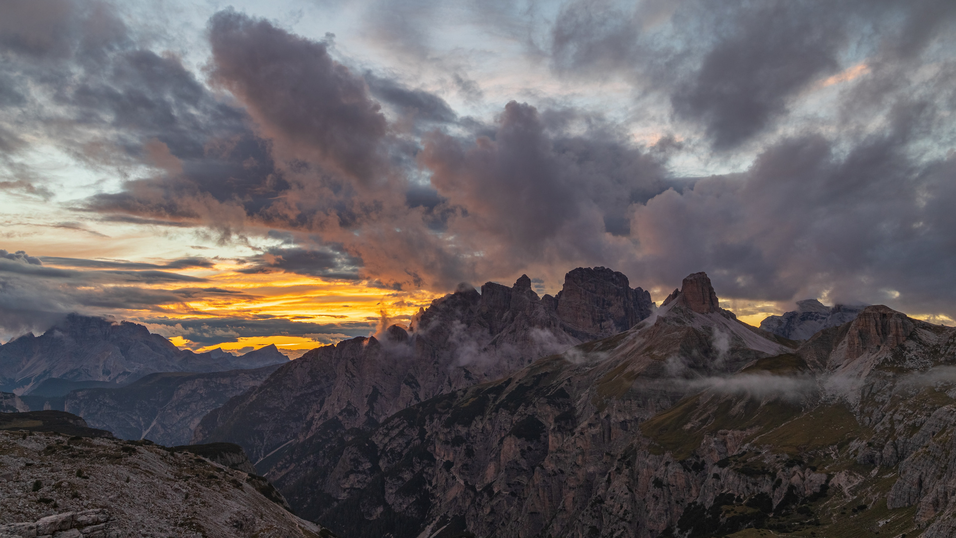 Sonnenuntergang Drei Zinnen Rundweg 