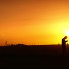 Sonnenuntergang Halde Hoheward mit Blick auf Halde Scholven