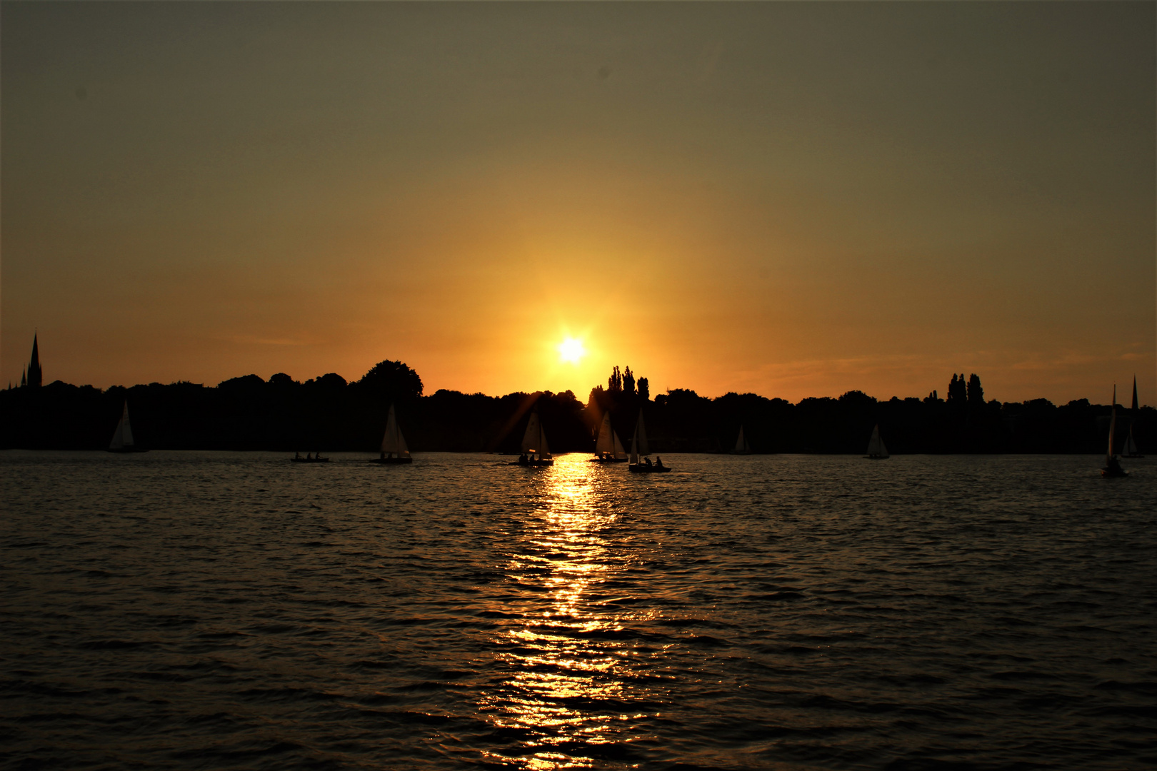 Sonnenuntergang Hamburg Außenalster