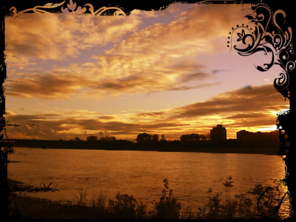 Sonnenuntergang Herbst 2011 / Df. am Rhein