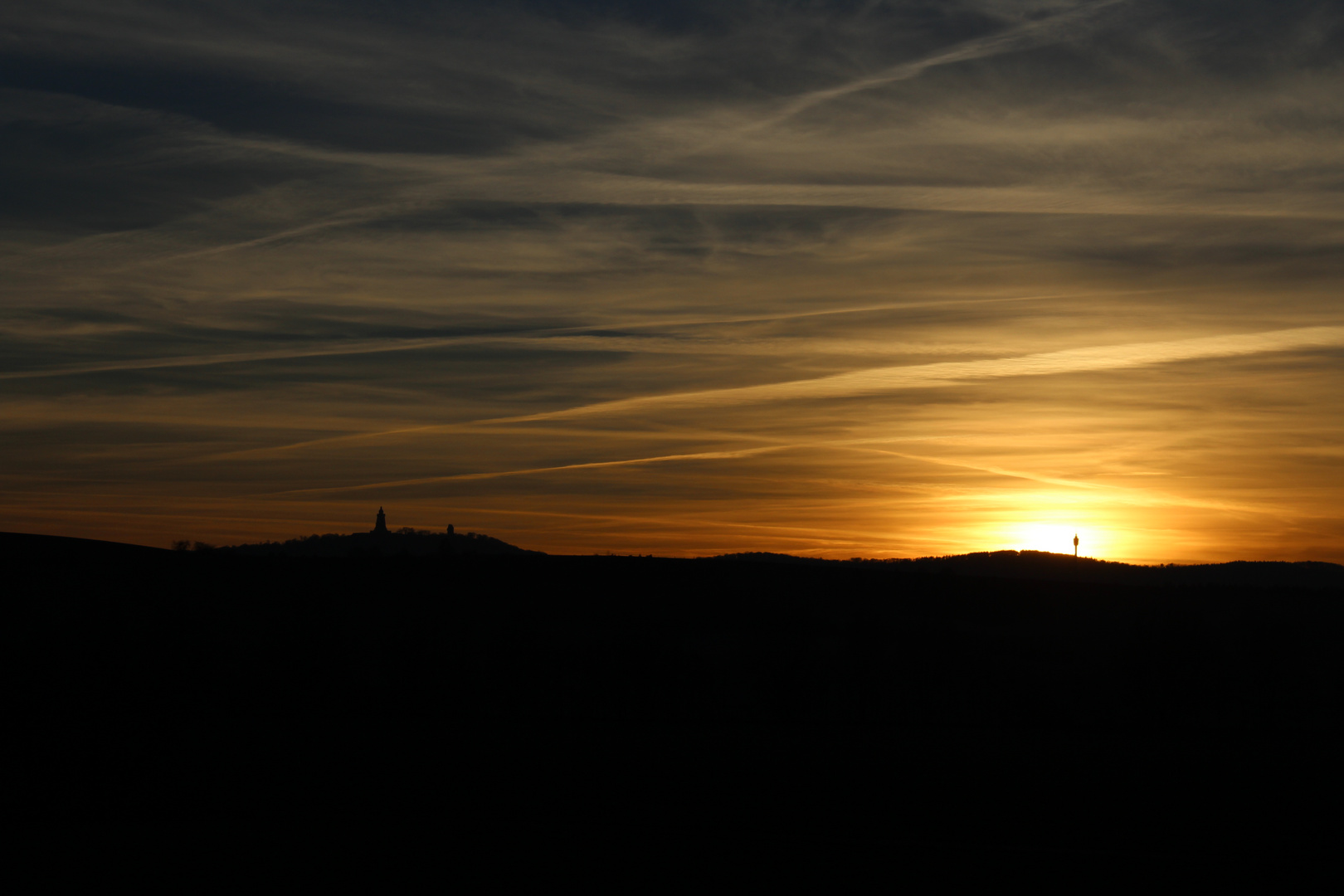 Sonnenuntergang hinter dem Kyffhäuser