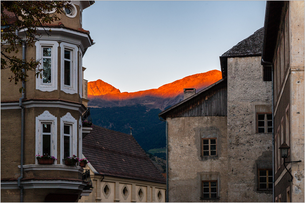 Sonnenuntergang hinter Glurns