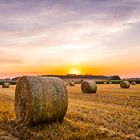 Sonnenuntergang hinter Heuballen