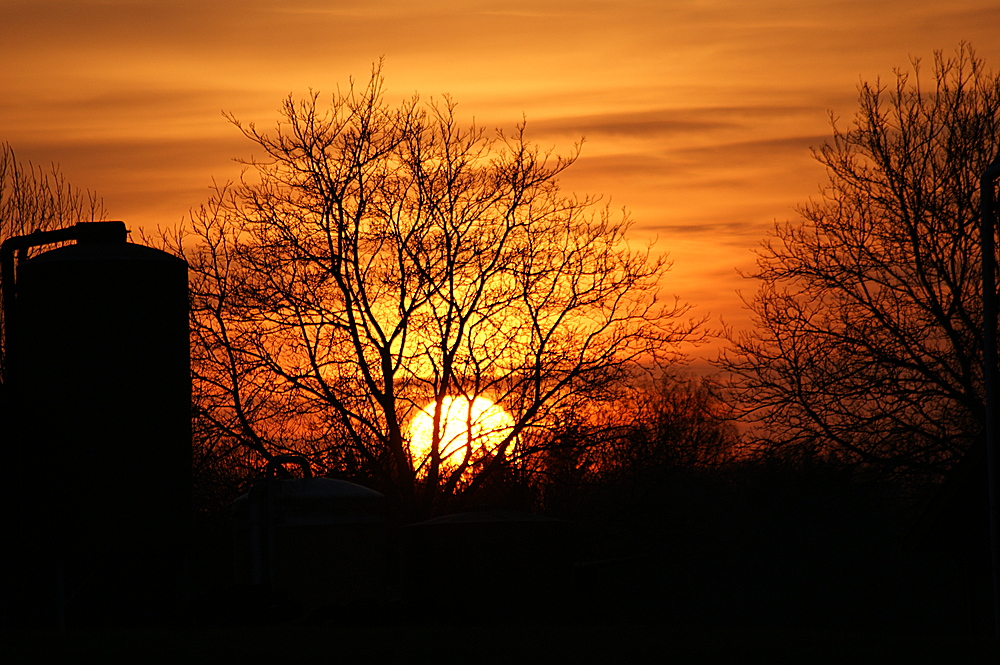 " Sonnenuntergang hinterm Bauernhof "