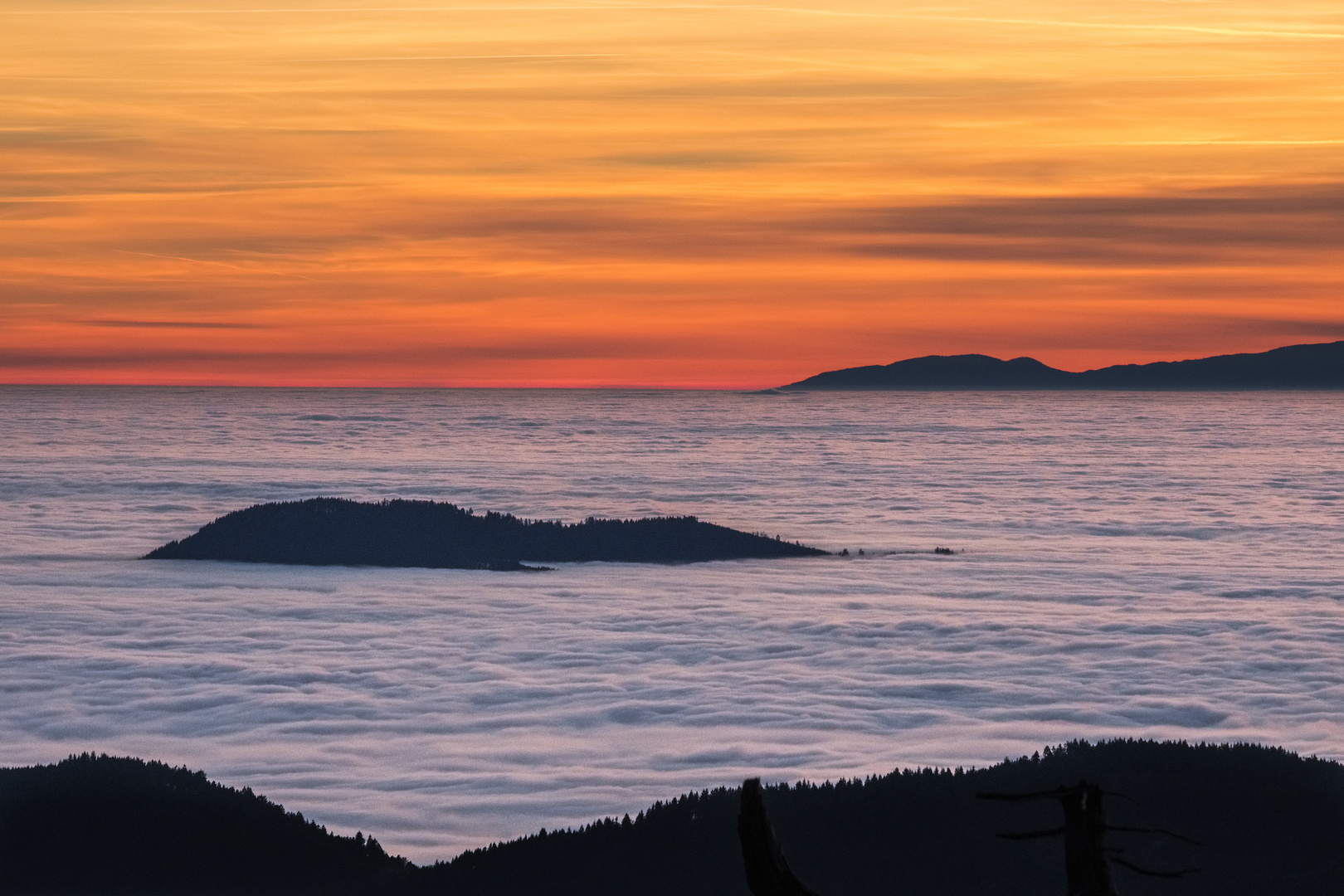 Sonnenuntergang Hornisgrinde - Insel im Wolkenmeer