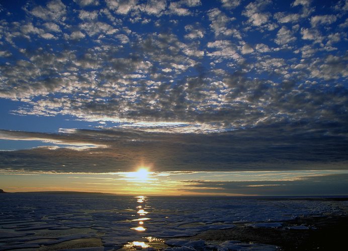 Sonnenuntergang im antarktischen Packeis