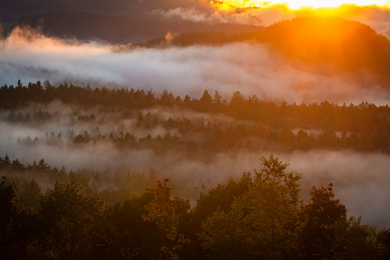 Sonnenuntergang im Bayerischen Wald