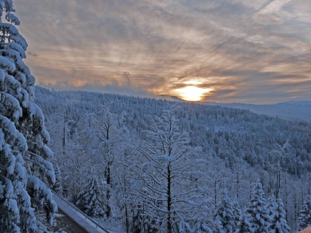 Sonnenuntergang im Bayerischen Wald