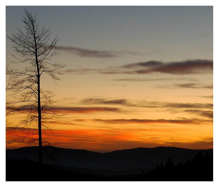 Sonnenuntergang im Bayerischen Wald