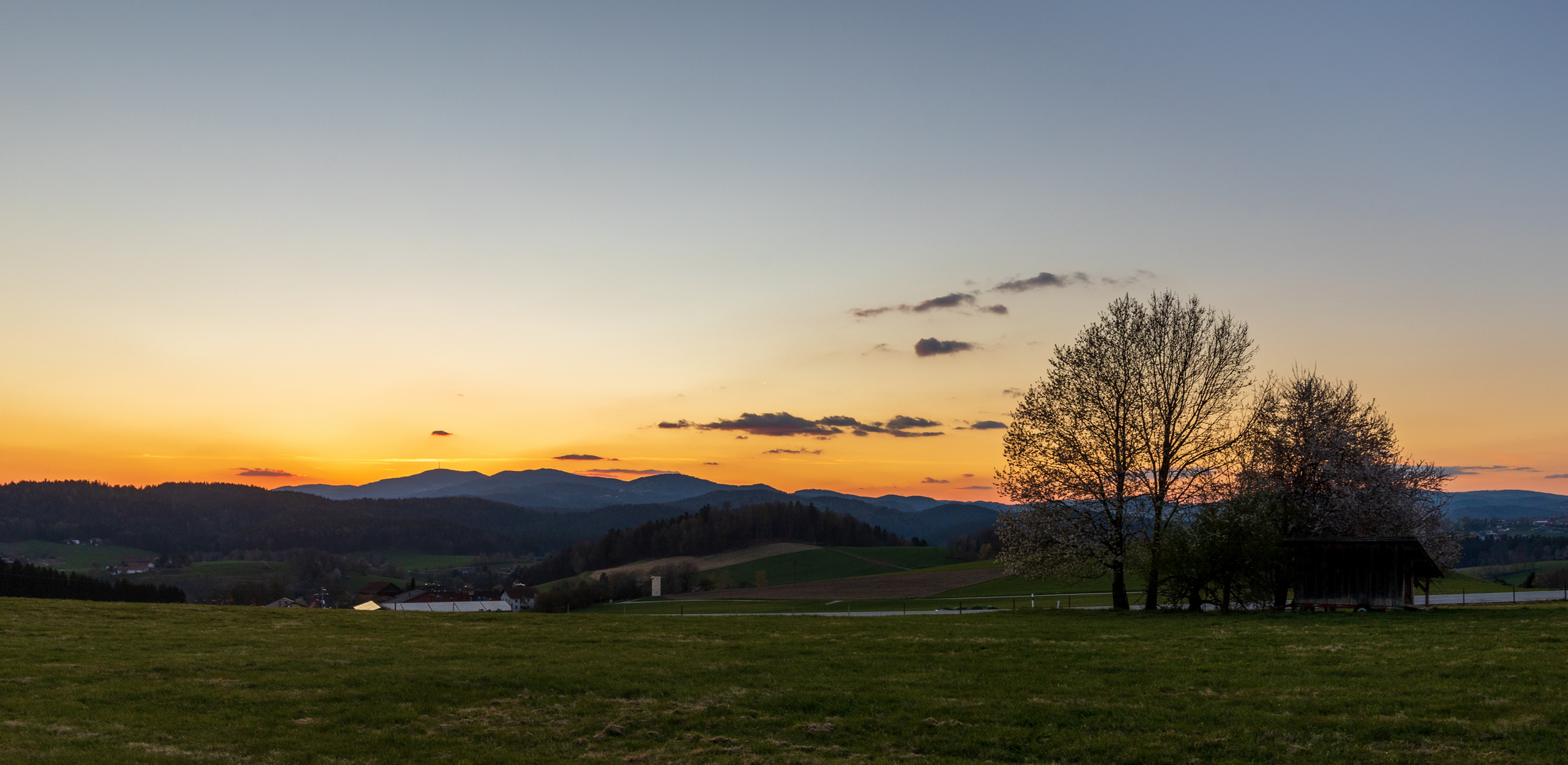 Sonnenuntergang im bayerischen Wald