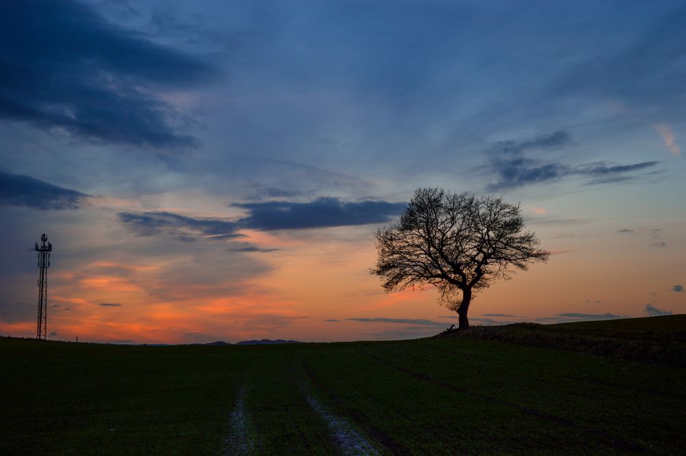 Sonnenuntergang im Dorf