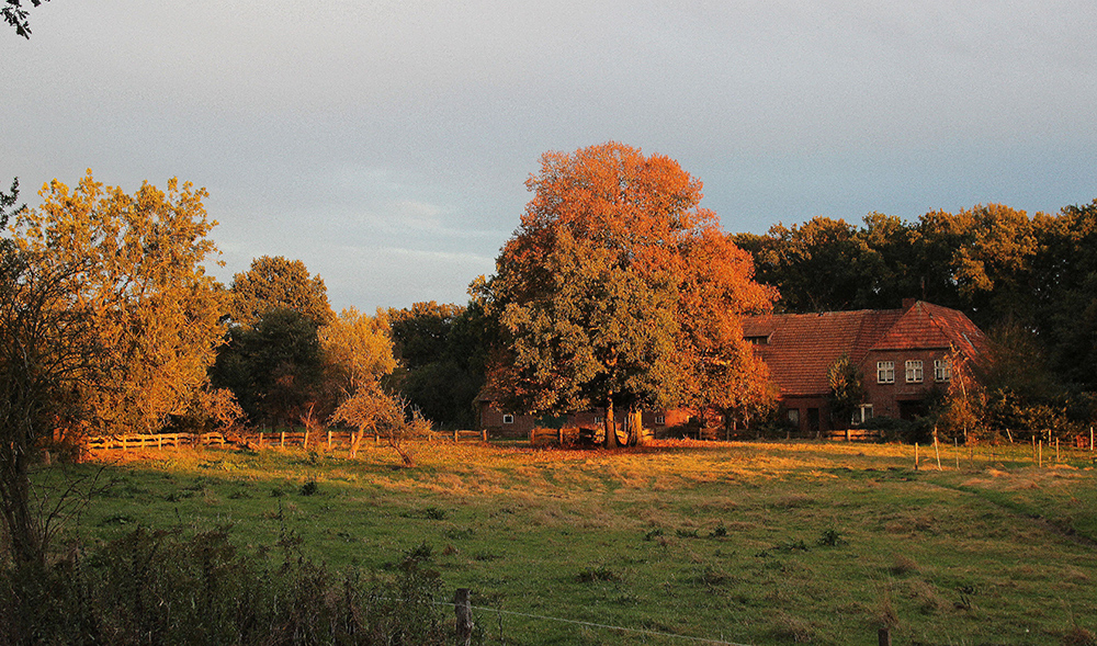 sonnenuntergang im dorf