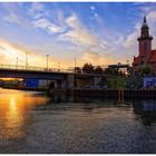 Sonnenuntergang im  Dortmunder-Hafen mit Hafenamt