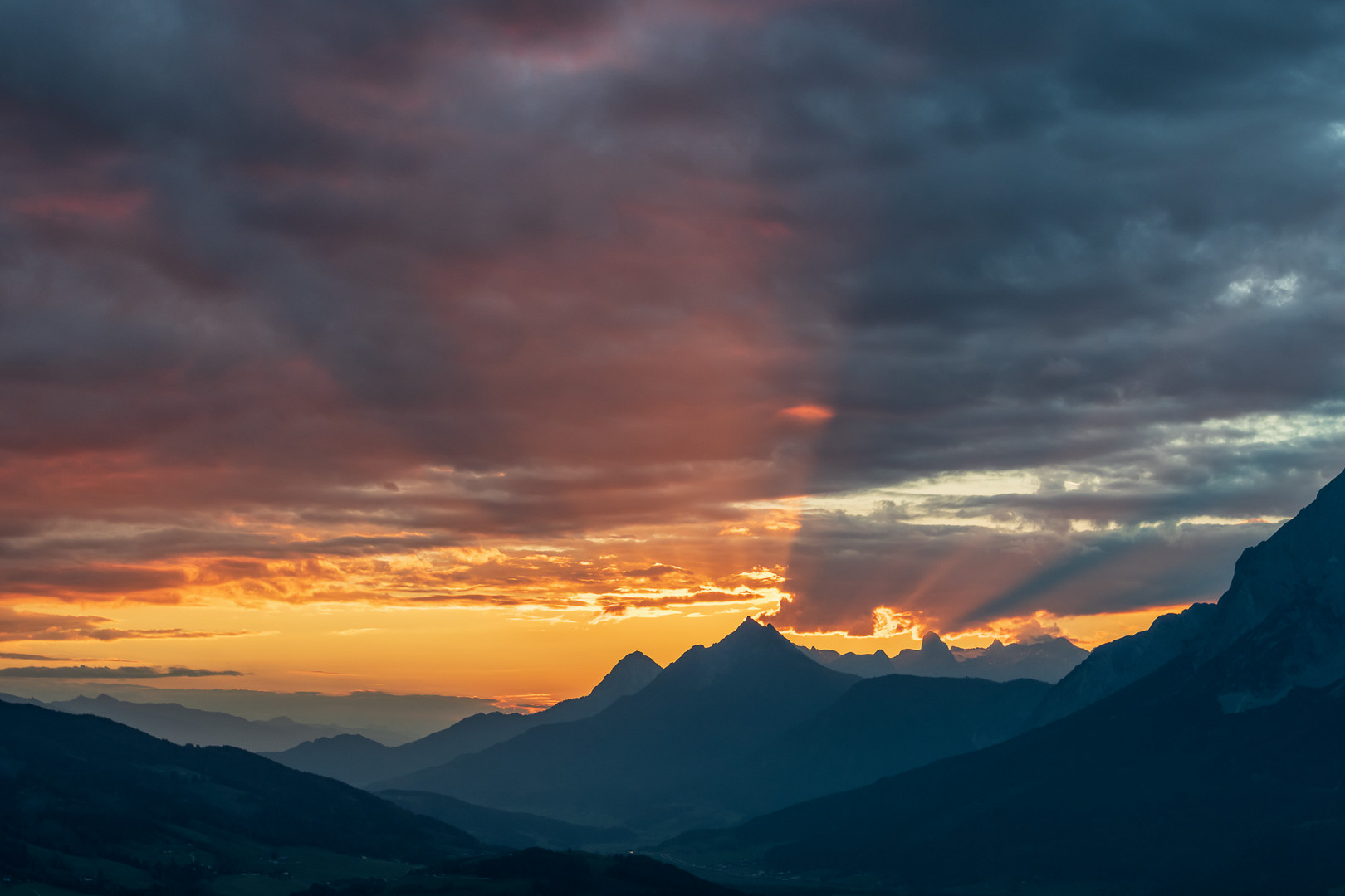 Sonnenuntergang im Ennstal