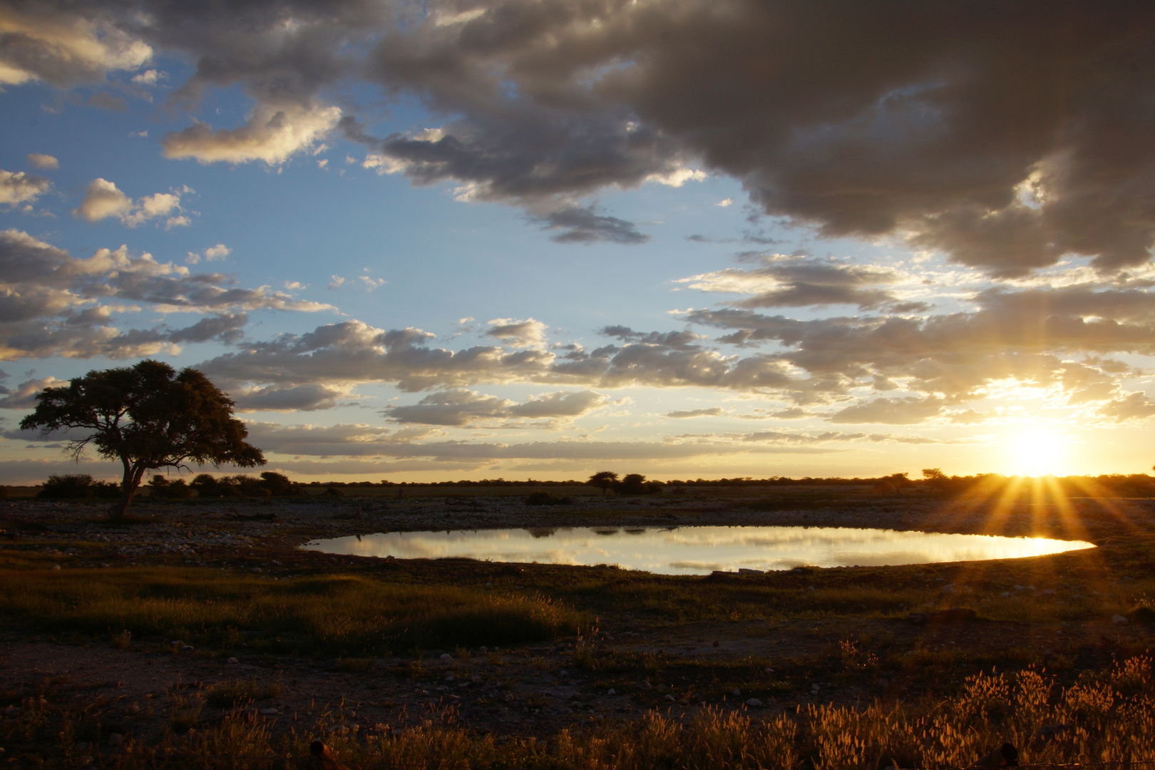 Sonnenuntergang im Etosha-Nationalpark