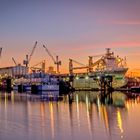 Sonnenuntergang im Fischerei Hafen Bremerhaven