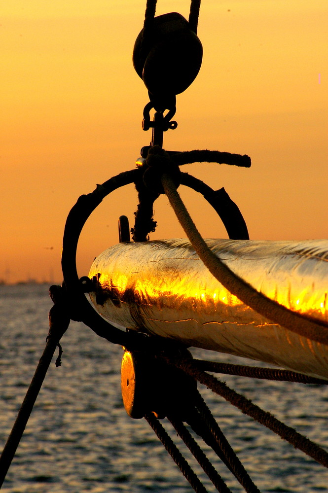 Sonnenuntergang im Frühsommer über der Elbe