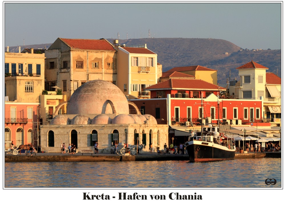 Sonnenuntergang im Hafen von Chania