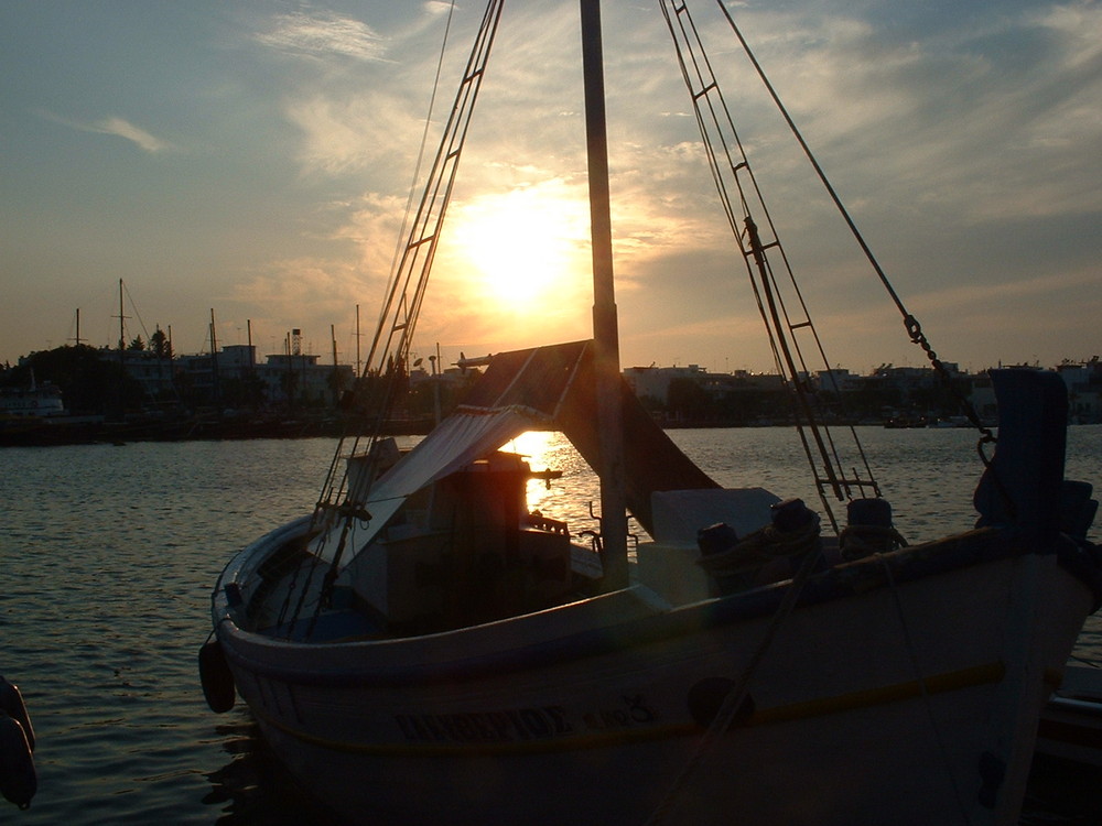 Sonnenuntergang im Hafen von Kos