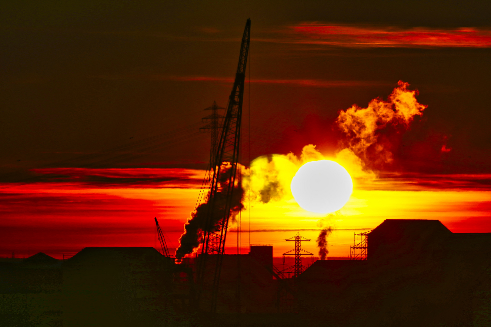 Sonnenuntergang im Hamburger Hafen