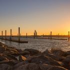 Sonnenuntergang im Juister Hafen im Herbst