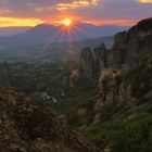 Sonnenuntergang im Meteora- Gebiet