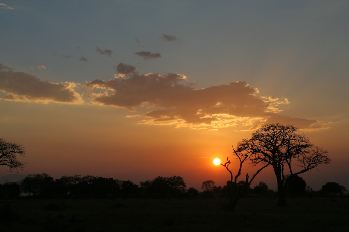 Sonnenuntergang im Mikumi Nationalpark, Tansania