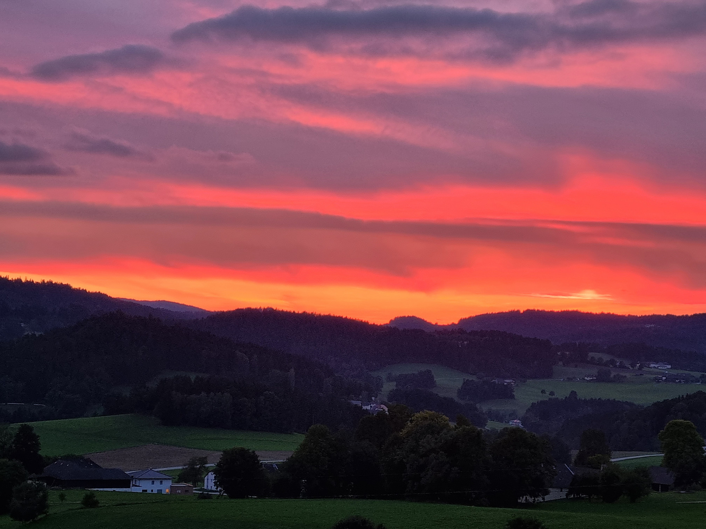 Sonnenuntergang im Mühlviertel.