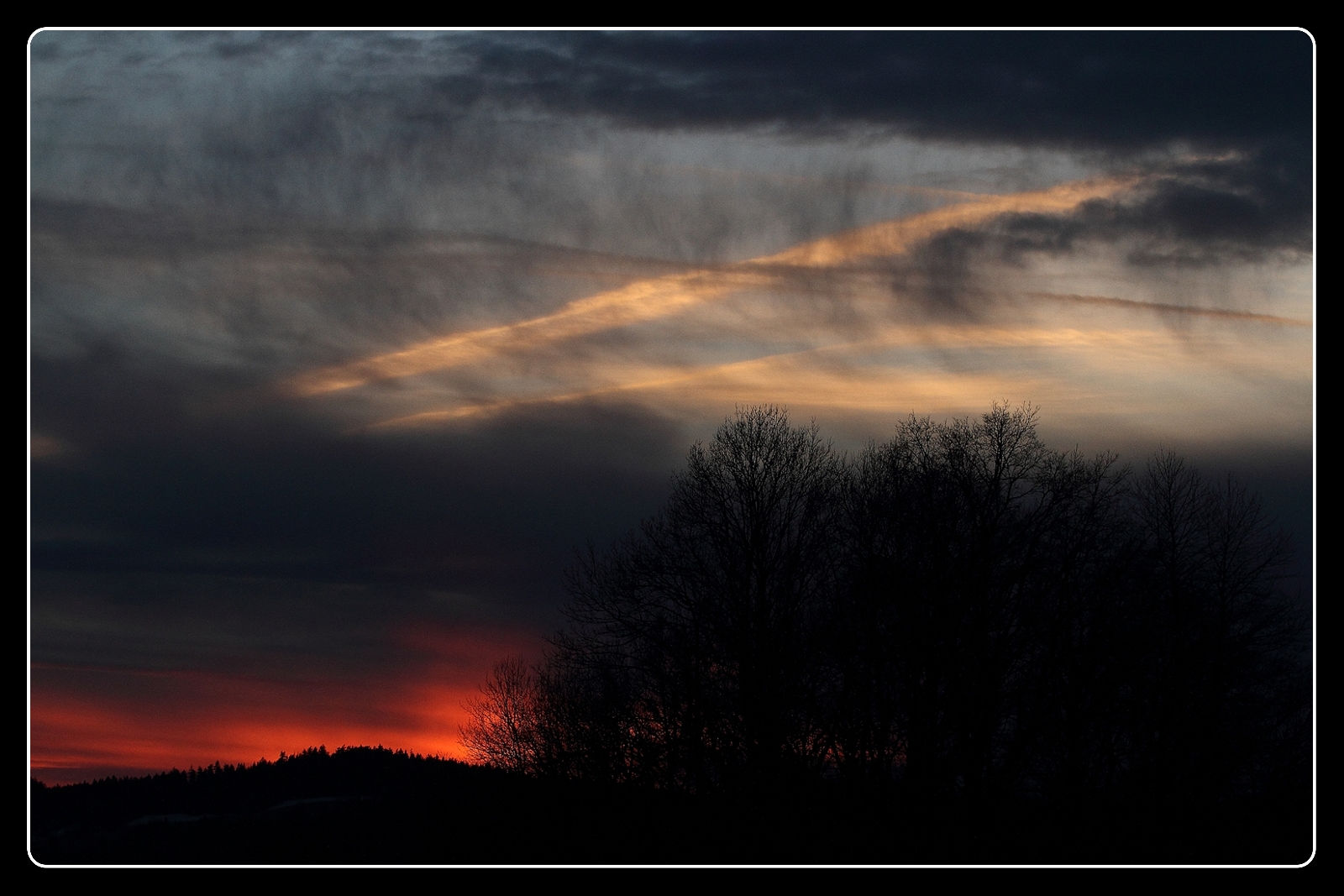 Sonnenuntergang im oberen Mühlviertel.