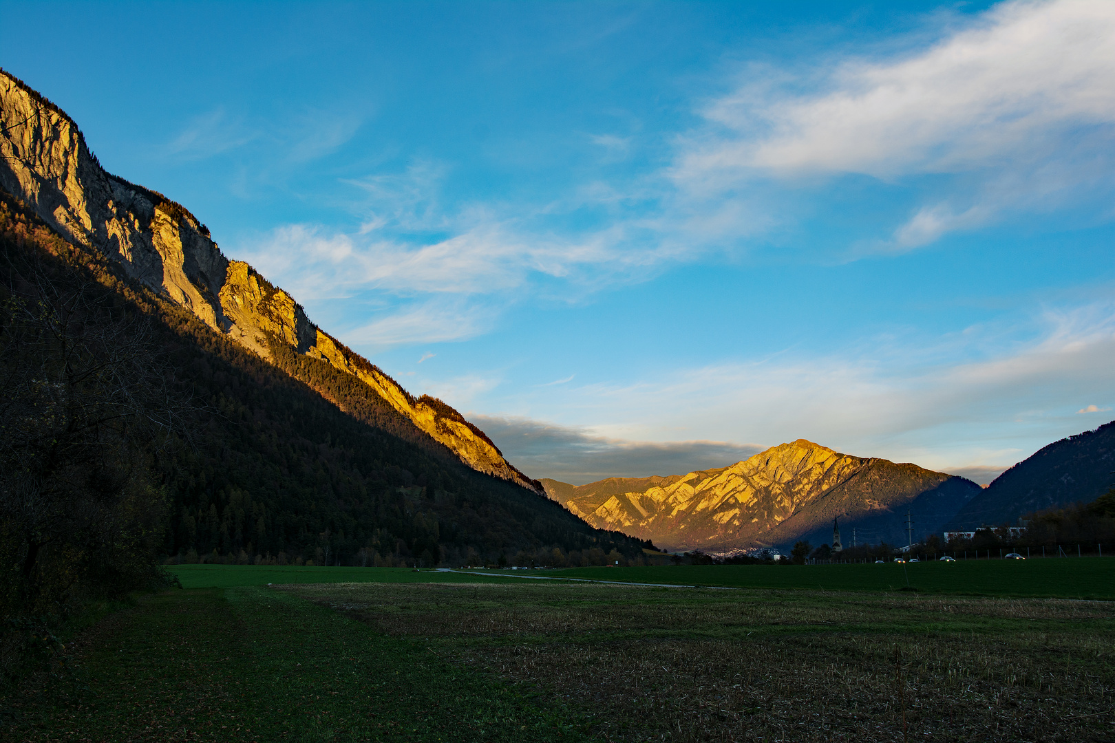 Sonnenuntergang im Rücken