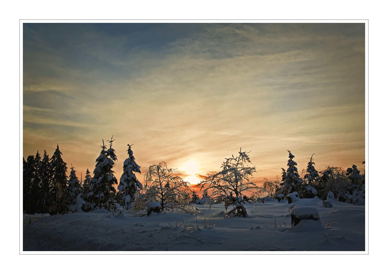 Sonnenuntergang im Schnee