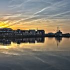 Sonnenuntergang im Stadthafen von Rostock