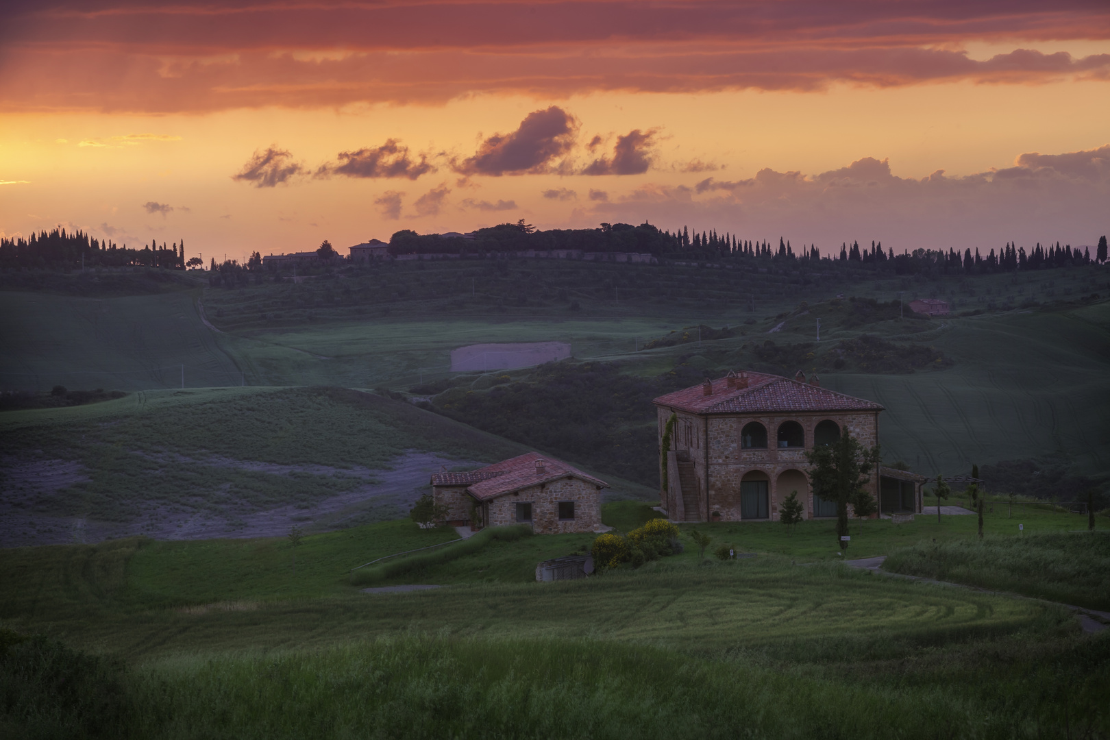 Sonnenuntergang im Val d'Orcia