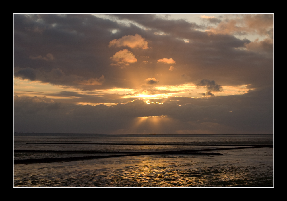 Sonnenuntergang im Watt am Beltringharder Koog