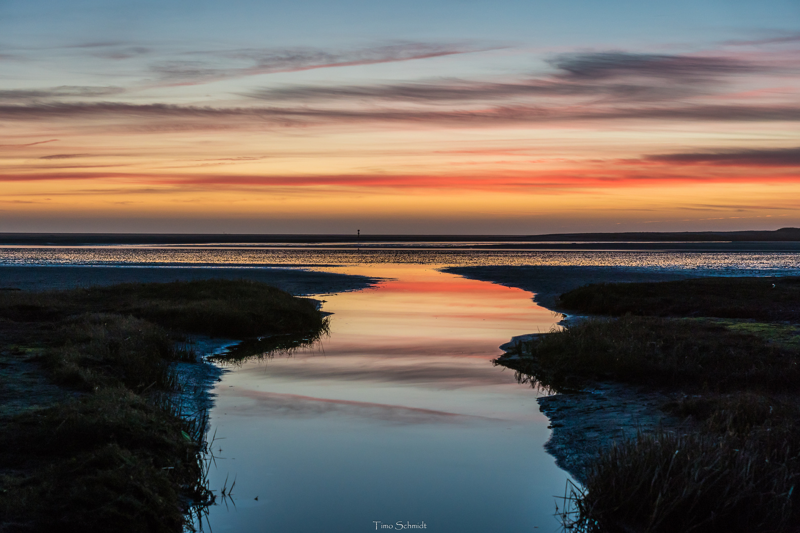 Sonnenuntergang im Wattenmeer